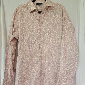 Apt.9 slim, fit light rose  flowered shirt, size 17-17.5/   34/35 NWOT